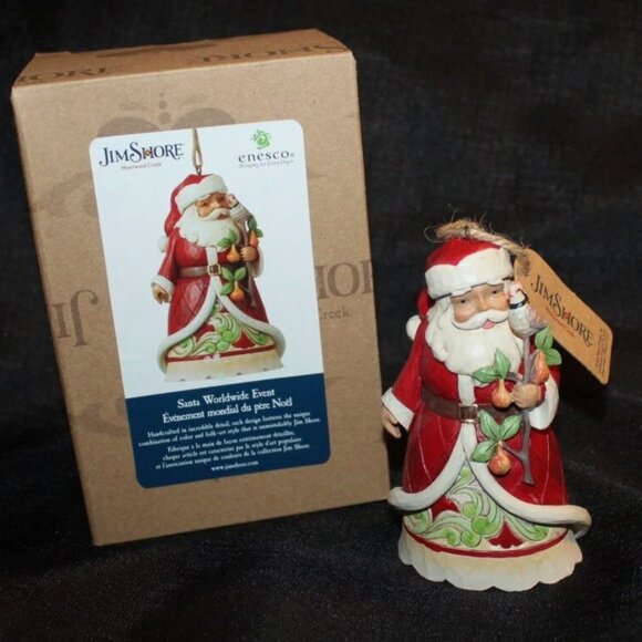 Jim Shore A Partridge in Pear Tree Branch Santa Worldwide Event Ornament 6013136 - Picture 2 of 5